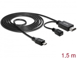 82990 Delock Kabel MHL Stecker > High Speed HDMI Stecker + USB-micro B Buchse 1,5 m