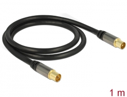 88922 Delock Cable de antena macho IEC > hembra IEC RG-6/U 1 m negro
