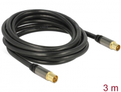 88924 Delock Antenski kabel IEC utikač > IEC utičnica RG-6/U 3 m crni