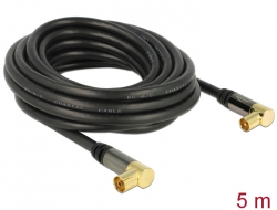 88917 Delock Anténní kabel IEC samec pravoúhlý > IEC samice pravoúhlý RG-6/U 5 m černý