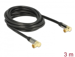 88916 Delock Câble d’antenne IEC mâle coudée > IEC femelle coudée RG-6/U 3 m noir