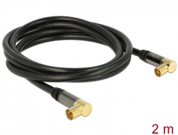 88865 Delock Anténní kabel IEC samec pravoúhlý > IEC samice pravoúhlý RG-6/U 2 m černý