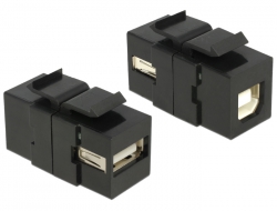 86370 Delock Keystone modul, USB 2.0 A-csatlakozóhüvely > USB 2.0 B-csatlakozóhüvely, fekete