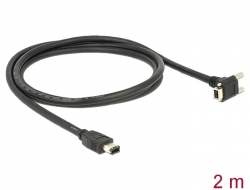 83589 Delock Cable FireWire 9 pin male 90° angled with screws > 6 pin male 2 m