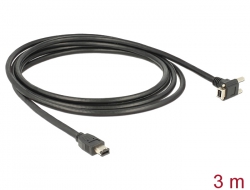 83590 Delock Cable FireWire 9 pin male 90° angled with screws > 6 pin male 3 m
