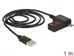 83569 Delock Cable USB 2.0 A male > Micro-B male with LED indicator for Volt and Ampere