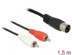 84734 Delock Cable DIN 5 pin male > 2 x RCA male 1.5 m