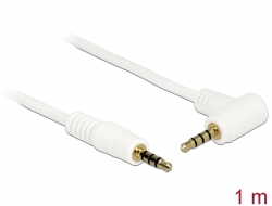 84738 Delock Cable Stereo Jack 3.5 mm 4 pin male > male angled 1 m white