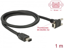 83588 Delock Cable FireWire 9 pin male 90° angled with screws > 6 pin male 1 m