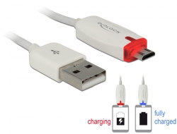 83604 Delock Data- and power cable USB 2.0-A male > Micro USB-B male with LED indication white