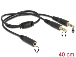 65550 Delock Adapter Klinkenbuchse 3,5 mm 4 Pin > 2 x Klinkenstecker 3,5 mm 3 Pin (iPhone Headsets)