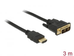 84671 Delock Kabel DVI 18+1 Stecker > HDMI-A Stecker 3 m schwarz 