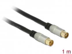88945 Delock Antenski kabel IEC utikač > IEC utičnica RG-6/U quad shield 1 m crni Premium