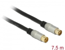 88951 Delock Antenna Cable IEC Plug > IEC Jack RG-6/U quad shield 7.5 m black Premium