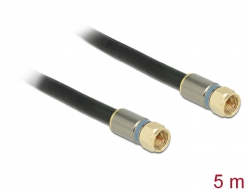 88944 Delock Anténní kabel F samec > F samec RG-6/U quad shield 5 m černý Premium