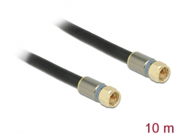 88950 Delock Anténní kabel F samec > F samec RG-6/U quad shield 10 m černý Premium
