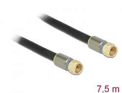 88949 Delock Anténní kabel F samec > F samec RG-6/U quad shield 7,5 m černý Premium