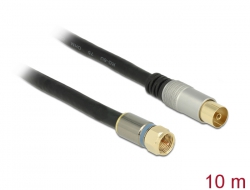 88956 Delock Anténní kabel F samec > IEC samice RG-6/U quad shield 7,5 m černý Premium