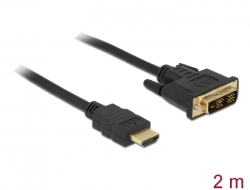 84670 Delock Kábel DVI 18+1 csatlakozódugóval > HDMI-A csatlakozódugóval, 2 m, fekete