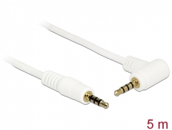 84744 Delock Cable Stereo Jack 3.5 mm 4 pin male > male angled 5 m white