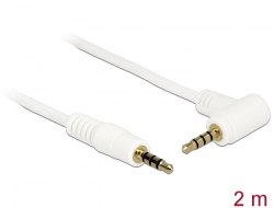 84739 Delock Cable Stereo Jack 3.5 mm 4 pin male > male angled 2 m white
