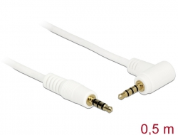 84736 Delock Cable Stereo Jack 3.5 mm 4 pin male > male angled 0.5 m white