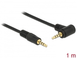 84737 Delock Cable Stereo Jack 3.5 mm 4 pin male > male angled 1 m black