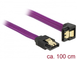 83697 Delock SATA 6 Gb/s kábel egyenes - lefelé 90fok 100 cm lila