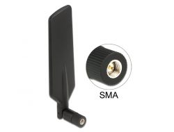 88978 Delock Antenă LTE SMA tată 0,5 - 3 dBi, omnidirecţională, rotativă cu racord de înclinare, negru