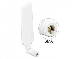 88979 Delock LTE Antenne SMA Stecker 0,8 - 4,0 dBi omnidirektional drehbar mit Kippgelenk weiß