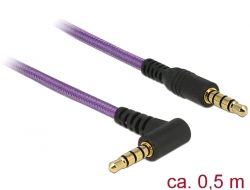 84761 Delock Stereo Jack Cable 3.5 mm 4 pin male > male angled 0.5 m purple
