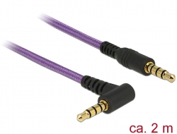 84763 Delock Stereo Jack Cable 3.5 mm 4 pin male > male angled 2 m purple
