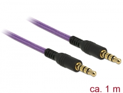 84757 Delock Stereo Jack Cable 3.5 mm 4 pin male > male 1 m purple