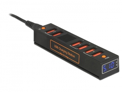 62624 Navilock Barra de carga USB de 6 puertos y 6,5 A para UE / GB / EE. UU. con indicador LED para voltaje y amperaje