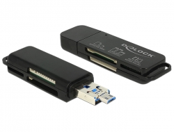 91737 Delock Συσκευή ανάγνωσης καρτών USB OTG με USB 3.0 A + Micro-B Combo αρσενικό