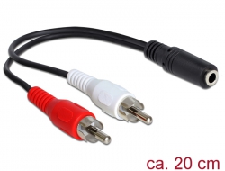 84768 Delock Cable 2 x RCA male > 1 x 3 pin 3.5 mm Stereo jack 0.20 m