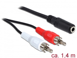 84769 Delock Cable 2 x RCA male > 1 x 3 pin 3.5 mm Stereo jack 1.40 m