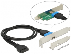 84755 Delock Soporte de ranura, base de conexiones USB 3.0 de 19 contactos > 1 x USB Type-C™ hembra, factor de forma de bajo perfil