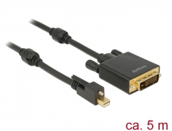 83728 Delock Przewód mini DisplayPort 1.2 z męską wtyczką ze śrubką > męska wtyczka DVI 4K aktywne czarny 5 m