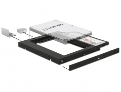 62669 Delock Slim SATA 5.25″ instalační rámeček (10 mm) pro 1 x 2.5″ SATA HDD do 9,5 mm