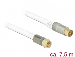 89403 Delock Anténní kabel F samec > IEC samice RG-6/U quad shield 10 m bílá Premium