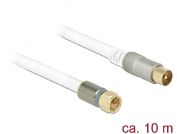 89410 Delock Antenna Cable F Plug > IEC Plug RG-6/U Quad Shield 10 m White Premium