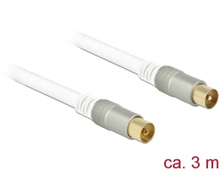 89413 Delock Antenski kabel IEC utikač > IEC utičnica RG-6/U quad shield 3 m bijela Premium