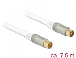 89415 Delock Cable de antena macho IEC > hembra IEC RG-6/U quad shield 7,5 m blanco Premium