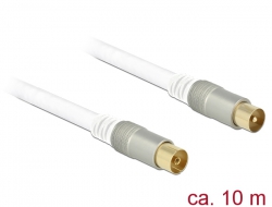 89416 Delock Cable de antena macho IEC > hembra IEC RG-6/U quad shield 10 m blanco Premium