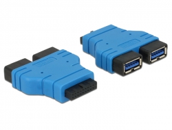 65670 Delock Adapter USB 3.0 Pfostenbuchse > 2 x USB 3.0 Typ-A Buchse – nebeneinander