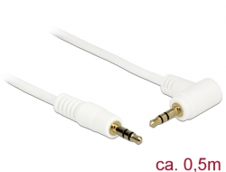 83753 Delock Stereo Jack Cable 3.5 mm 3 pin male > male angled 0.5 m white