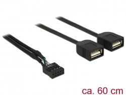 83824 Delock USB Cable Pin header female > 2 x USB 2.0 type-A female 60 cm