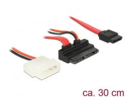 83911 Delock Kabel Micro SATA Stecker gewinkelt > SATA 7 Pin + 2 Pin Power 5 V 30 cm