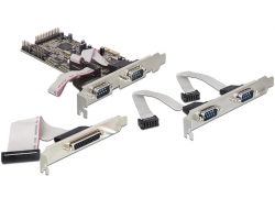 89177 Delock PCI Express x1 Card to 4 x Serial, 1 x Parallel